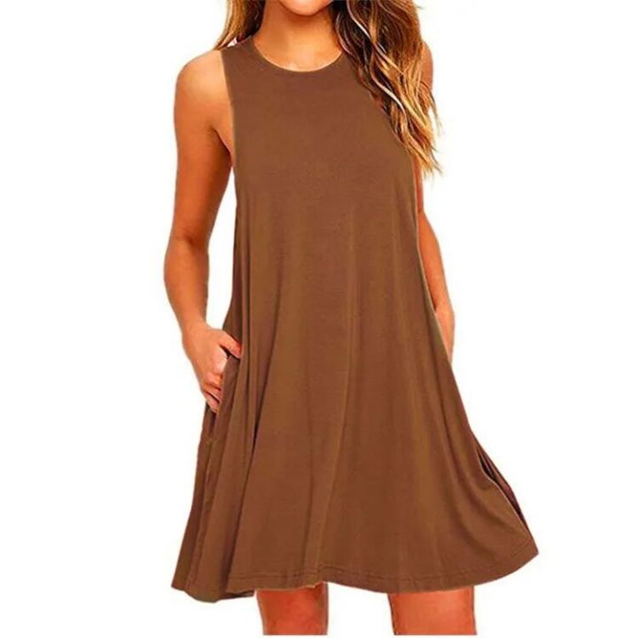Women's%20Summer%20Casual%20Swing%20T-Shirt%20Dresses%20Beach%20Cover%20Up%20With%20Pockets%20Plus%20Size%20Loose%20T-shirt%20Dress%20-%20Image%202