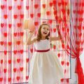 Red colour Love Heart Shaped Net Curtain/Porda - 1pcs - Porda. 