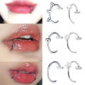 Punk Nose Ring Stainless Steel T Shaped Lip Ring Heart Star Clip on Non Body Piercing Hoop Women Men.