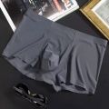 L-XXXL Seamless Ice Silk Boxers Men Solid Color Male Underpants Ultra-thin Underwear Summer COOL Trunk Shorts. 