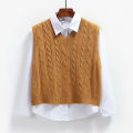 Korean Fashion Women's Sweater Vest 2024 New Spring Autumn Twist Knitted Loose V Neck Sleeveless Pullover Female Jupmer Tops. 