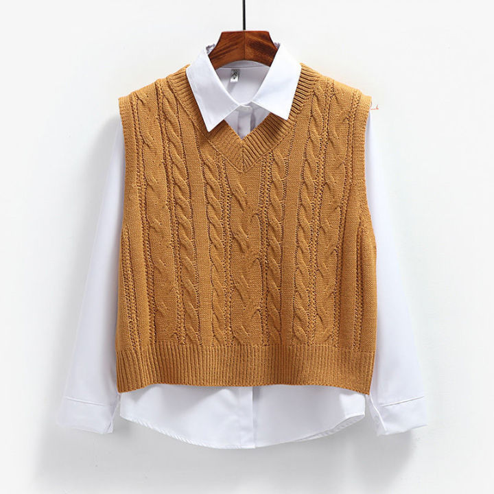 Korean%20Fashion%20Women's%20Sweater%20Vest%202024%20New%20Spring%20Autumn%20Twist%20Knitted%20Loose%20V%20Neck%20Sleeveless%20Pullover%20Female%20Jupmer%20Tops%20-%20Image%203