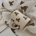 Cutelife Cute Bear Beige Ceramic Coffee Mug Cup Kitchen Milk Tea Breakfast Drinking Cup Nordic Decoration Home Couple Gifts Mug. 