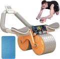 Ab Roller Wheel Exercise with Elbow Support, Automatic Rebound Abdominal Wheel, Double Wheel elbow and knee support for gym.