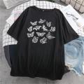Cute Women T Shirt Oversized Utterfly Print Harajuku Kawaii Gothic Y2K Black Vintage Short Sleeve T-shirt Casual Aesthetic Tops. 