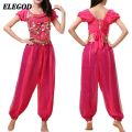 Ladies Belly Dance Costume Set Sequin Crop Top+Harem Pants Outfit Set Oriental Indian Dance Arabic Halloween Goddess Costumes.