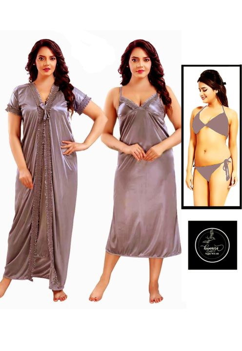 Womens Bizilizy Pleated Nightdress - Grey