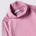 Long Sleeve Ribbed Turtle Neck T-shirt - Pink.