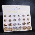 Trendy Mixed Design Pearl Stud Earrings Set for Women New collection - 12 Pairs Earring for Women - Earring Set for Girls Stylish Simple Top.