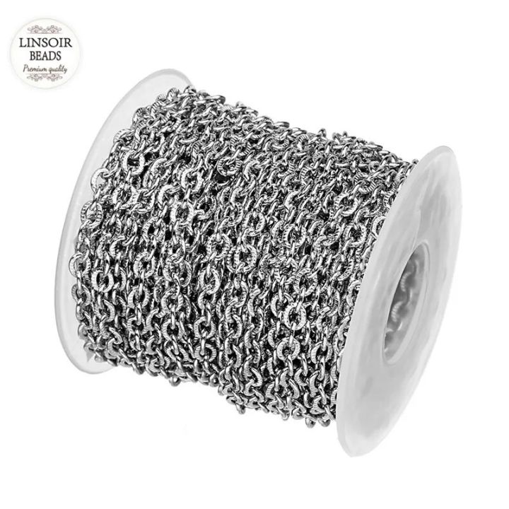10Yards/Roll 3mm 4mm Rhodium Tone Stainless Steel