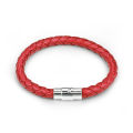 Classic Men Leather Bracelet Multicolor Stainless Steel Magnetic Button Braided Bangle Bracelet Valentine'S Day Jewelry Gifts. 