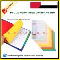 Plastic Index Divider A4 size Sheet pack of 10 colors 1 set. 