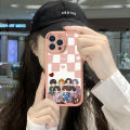 Jizetin for OPPO A16K A16E Back Cover BTS Group Lambskin Texture PU Leather Back For Girls Boys Soft Phone Case. 