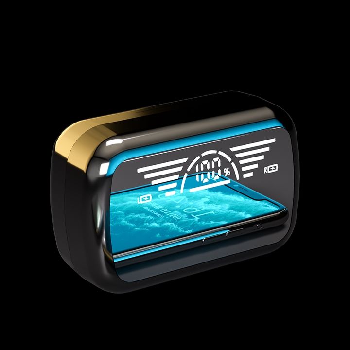 M66 pro Bluetooth 5.1 Earbuds in-Ear TWS Stereo earbuds, earpods with Smart LED Display Charging Case, Waterproof Built-in Mic for Sports Work - Black