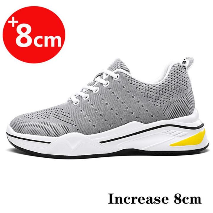 YEINSHAARS Men Heightening Shoes Elevator Shoes Height Increase Shoes for Men Casual Height Shoes Insole 8CM Black Shoes