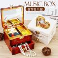 Classic Nostalgic Music Box Dancing Girl Clockwork Music Box with Mirror Drawer Jewelry Box Girlfriends Couple Gift.