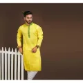 Yellow Cotton Exclusive Long Sleeve Panjabi for Men - Panjabi - Panjabi For Men. 