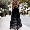 Maxi Dress Hollow Out Pure Color V Neck Jumpsuit Dress.