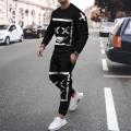 Tracksuit Set Men's Clothing 2 Pcs Summer Sports Suit 3d Print Smiley Casual Men Sets Outfits Long Sleeves T-shirt+Pants Male. 