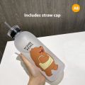 1000ml Cute Panda Bear Bottle Plastic Transparent Frosted Cartoon Waterbottle.