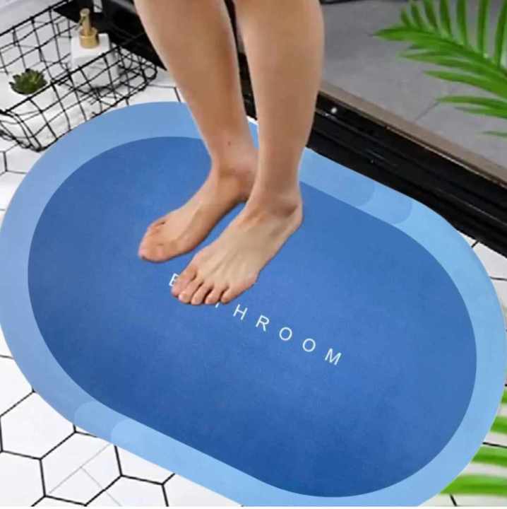 Super Absorbent Bath Mat with Non-Slip Bottom - Easy to Clean Bathroom Rugs - 40x60cm (Blue Colour)