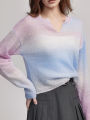 Lazy style thin smock summer new loose gradient knit sweater women's European station women's simple fashion pullover.