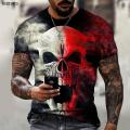 The Horror Series Skull And Crossbones Brand Men's Clothing 3D Printing O-neck T-shirt Street Fashion Fashion Loose Oversize. 