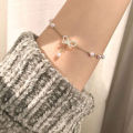 Sweet Korean Imitation Pearl Link Chain Bracelet For Women Girl Elegant Charm Crystal Bowknot Bow Jewelry Party Gifts.