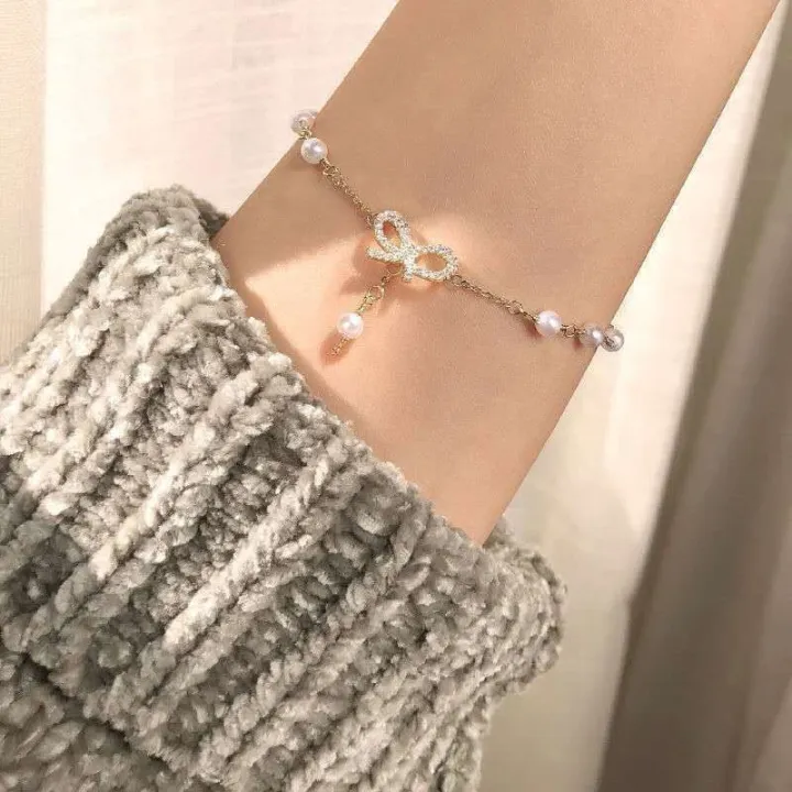 Sweet%20Korean%20Imitation%20Pearl%20Link%20Chain%20Bracelet%20For%20Women%20Girl%20Elegant%20Charm%20Crystal%20Bowknot%20Bow%20Jewelry%20Party%20Gifts%20-%20Image%203