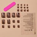 24pcs Rose Gold Solid Color Toe Nails Press On Reusable False Artificial Nails With Adhesive Short Feet Manicure Nail Tips.