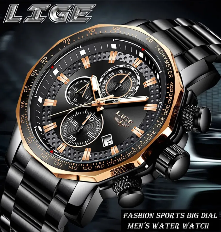 NShisasN】LIGE New Sport Chronograph Mens Watches Top Brand Luxury