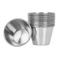 Pack of 12 - Premium Brushed Stainless Steel Condiment Sauce Cups Spices Pots Liquid Dips Bowls - 2.5Oz 70Ml.