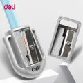 Deli Zinc Alloy Pencil Sharpener Silver Metal Sharpener School Office Sharpener Stationery Supplies.