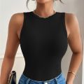 Round Neck Tank Top - Sexy Tank Top - Solid Color - Knit Ribbed Fabric.