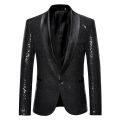 Men's Shiny Sequin Blazer, One Button Tuxedo Suit Jacket for Party, Wedding, Banquet, Prom. 