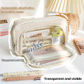 Canvas Kawaii Student Large Capacity Stationery Pencil Cases Pouch Girls Gifts Pouch for School Cute Girls.