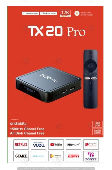 Android Tv box TX20 Pro 12k ULTRA HD 16GB ram 256 GB Storage Android 15 Available with wifi or bluetooth without display