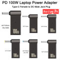 PD 100W Laptop Power Charger Supply Adapter Connector USB Type-C Female to DC Male Jack Plug Converter for Acer Samsung Lenovo.