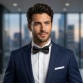Men's Black Adjustable Bow Tie | Pre-Tied Formal Bow Tie for Wedding Party.