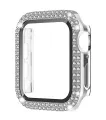 Diamond Cover+Glass for Apple Watch SE Series 7 6 4 3 5 2 Bling Case For Iwatch 41 45mm 38 42mm 40 44mm Women Watch Accessories. 