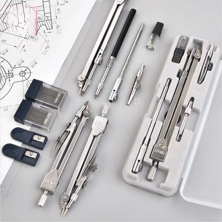 Stainless Steel Drafting Set Durable Drawing Compass Math Geometry Circles Tool School Supplies Amour zii