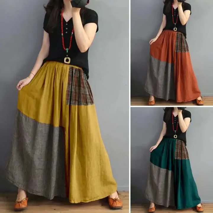 Ladies%20Summer%20Pockets%20Elastic%20Waist%20Maxi%20Faldas%20Tunic%20Print%20Skirt%20Women%20Patchwork%20Vestidos%20Casual%20Saia%20Robe%20Femme%20-%20Image%203