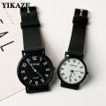 YIKAZE Women's Wristwatch Simple Black White Women Quartz Watch Silicone Strap Wristwatch Big Dial Woman Minimalist Design Watch.