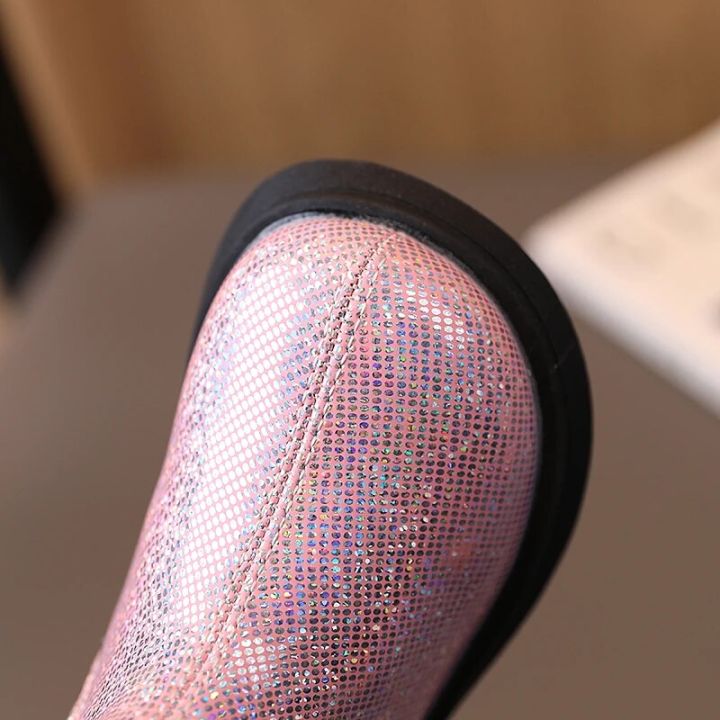 Children%20Chelsea%20Boots%20Paillette%20Sparkly%20Three%20Colors%20Chunky%20Girl's%20Autumn%20Boot%20Short%20Zipper%20Ankle-high%2021-30%20Trendy%20Kids%20Shoes%20-%20Image%206