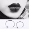8/10mm Punk Unisex Stainless Steel Nose Lip Rings Goth Clip On Piercing Body Nose Lip Rings Hoop Ear Tongue Ring Jewelry. 