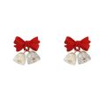 New Year's bow crystal earrings Christmas red earrings Autumn and winter sense of luxury, light luxury, niche simple earrings tide.