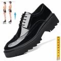 Platform High Heel 4/7/9 CM Height Increase Casual Men Brogue Patent Leather Shoe Man Oxford Dress Shoes Elevator Formal Wedding KEEMEEUYZO.