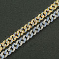 European and American hip-hop men's and women's Cuban chain necklace full of diamonds, colored diamonds, cool Miami accessories, CubanChain is 9mm wide. 