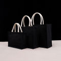 Reusable Jute Tote Bag Spacious Large Capacity Unisex Eco-friendly Handbag White And Black Portable Shoulder Bag for Grocery.