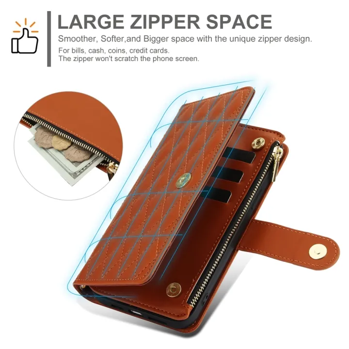 YM016%20Rhombic%20Zipper%20Card%20Wallet%20Leather%20Phone%20Case%20with%20Lanyard%20For%20Google%20Pixel%208%20Pro%20-%20Image%203